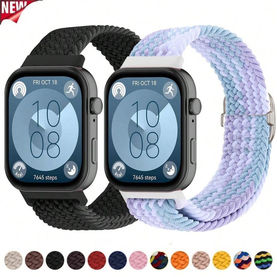Compatible With Huawei Watch Fit 3 /4 /4 Pro Braided Solo Loop Band Adjustable Nylon Replacement Strap Bracelet Accessories Stylish Secure Fit