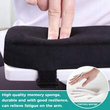 2pcs Memory Foam Armrest Covers, Thick Elbow Pads Suitable For Office Chair Armrests, Gaming Desk Chairs, Wheelchair Forearm Pressure Relief (Black) - Black - View 2