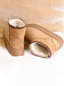 Damen warme und bequeme Schneestiefel mit dicker Sohle, einfache und modische Lässig Stiefeletten, personalisierte Schneestiefel mit dicker Sohle, warme und bequeme Outdoor-Schuhe, Winterflache Schuhe mit dicker Sohle, warme und bequeme Schneestiefel mit dicker Sohle, Damen lässige Slip-On Knöchel Stiefel