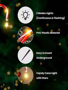 1 Christmas Candy Cane Light, Snowflake/Star Unique Candy Cane Light, Outdoor Camping Christmas Decorative Rattan Light, Lawn, Patio, Garden Christmas Tree Indoor And Outdoor Decor, Christmas Garden, (1 Set Of 5/10 Canes) Toys, Birthday Decorations! Wedding Decorations, Ambient Lights! - Suitable For Camping, Home Decoration, Outdoor Decoration
