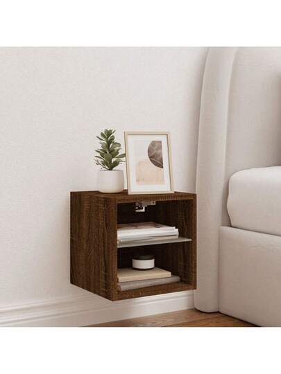 VidaXL TV Wand Unit LED Lighting 30x28.5x30 Cm Bruin Oak view 4