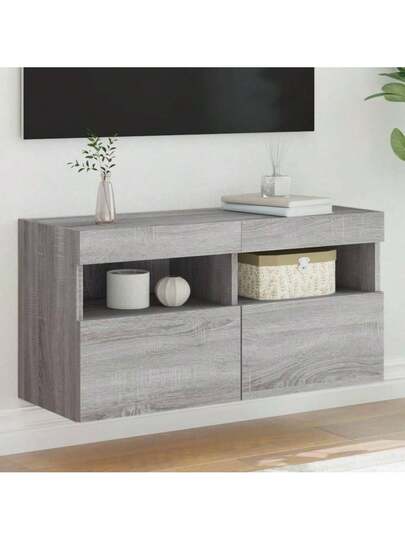 VidaXL TV Wand Unit LED Lighting 80x30x40 Cm Grijs Sonoma