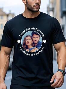 Custom Personalized T-Shirt, Men's Sport T-Shirt, Breathable, Christmas Gift, - Add Pictures (Girlfriend, Wife) To Design Your Own Personalized Printed T-Shirt - Black - View 2