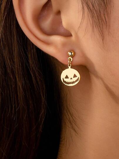 1 Pair Minimalist Halloween Ghost Dangle Earring - Dainty Boo Earrings Jewelry Suitable For Costume Party & Daily Wear