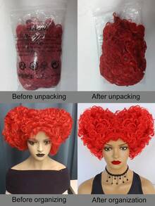 Synthetic Hair Heart Bun Beehive Wig Short Curly Red Cosplay Wig For Halloween Costume Party Props Glueless Heat Resistant Fiber Hair High Density Natural Looking Braided Wig Women Fancy Dress Up Wig Queen Role Play Wig Anime Comic Cartoon Movie Cosplay Wig For Holiday Gifts For Birthday - View 9