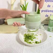 4-In-1 Handheld Electric Food Cutter Set, Wireless Kitchen Processor For Fruits, Vegetables, And Meats, USB Rechargeable (Built-In Battery), 1-10L Capacity