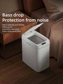 1pc White Touchless Smart Trash Can, Battery-Powered (2 AA Batteries Not Included), Featuring Infrared-Sensing Lid Opening, Suitable For Bathroom And Kitchen, A Modern Waste Bin With Multi-Functional Design Multi-Scenario Garbage Can.