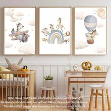 3件套婴儿房装饰印花。野生动物育儿室印花，波西米亚彩虹墙饰，野生动物婴儿房装饰 - 野生动物婴儿房墙饰 - 婴儿房装饰 - 儿童房。野生动物婴儿墙饰套装 - 带衬垫细节的水彩动物印花，婴儿房墙饰 - 彩色 - 查看 4