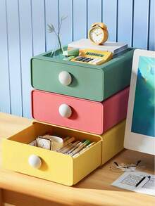 1 hộp đựng đồ để bàn xếp chồng được | Kiểu ngăn kéo, thích hợp đựng văn phòng phẩm và mỹ phẩm, hộp đựng đồ làm từ chất liệu PP chất lượng cao, phù hợp cho văn phòng, nhà ở và ký túc xá. - Màu vàng - Xem 10