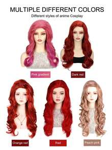 24 Inch Long Curly Wavy Red Wigs For Women Side Part Natural Looking Synthetic Fiber Wig Cosplay Wig Suitable For Daily Party Use Available Wine Red &Red &Pink Red&Rose