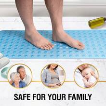 Extra Long Non-Slip Bathtub Mat With Drainage Holes And Suction Cups Non-Slip Bathtub Mat, 40 X 16 Inch Extra Long Bathtub Mat, Soft On Feet Machine Washable Bathroom Shower Mat - Ideal For Home, Hotel, And Car Travel - Available In Multiple Colors - 彩色 - 查看 9