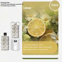 可充电自动香薰机，酒店精油扩散器，持久室内香氛喷雾，办公室空气清新剂 - 5 种可调模式，6 种精油香味（玫瑰、茉莉、柠檬、檀香、沉香、橙花），7 色情绪灯