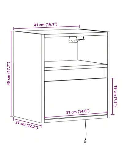 VidaXL TV Wand Unit LED Lighting 41x31x45 Cm Concrete Grijs view 2