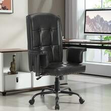 VECELO Ergonomic Executive Office Chair 400LBS - Big And Tall Heavy Duty Computer Chair , Breathable PU Leather & Lumbar Support | Modern Luxe Black Home Office Chair - Light Luxury - 查看 10