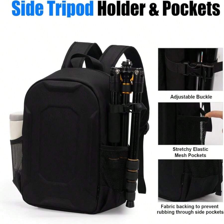 YAKUSS Mochila de cámara multifuncional con carcasa rígida, bolsa de cámara DSLR de gran capacidad, estuche de fotografía con compartimento para portátil de 13.3 pulgadas