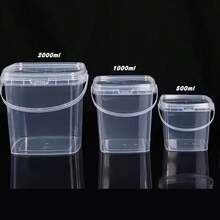 Aimall 20 Pcs Food Clear Bucket Plastic Gallon Bucket Round Reusable Ice Cream Containers With Lids And Handles Airtight Clear Plastic Tub Freezer Reusable Pail For Kitchen Drinks Home - Quảng trường - Xem 9