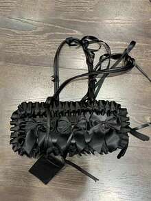 Bolso de hombro con decoración de lazo negro, bolso dulce y femenino para el hombro/debajo del brazo/cruzado para estudiantes