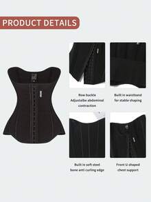 MISTHIN Women Steel Boned Back Support Shaping Vest, Tummy Control Waist Cincher Corset Shapewear - Black - View 7