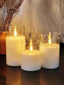 3pcs Decorative Lights, LED Atmosphere Night Lights, White Candle Lights With Remote Control, For Home Decor, Party Decor, Birthday Party, Outdoor Decor, Wedding Decor, Bedroom, Study, Reading Room, School, Restaurant, Bar, Cafe, Suitable For Halloween, Thanksgiving, Christmas, Valentine's Day, Mother's Day, Father's Day, Can Be Used As Holiday Gifts, Birthday Gifts, Wedding Gifts