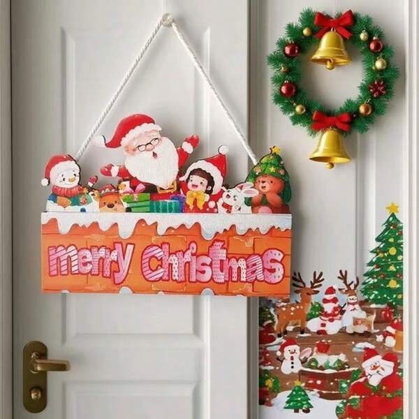 Christmas Wooden Hanging Plaque, Creative Decoration Ornament, Santa Claus Wholesale For Home Decor