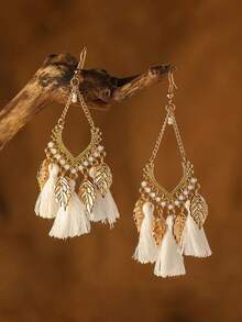 2 piezas Pendientes con borlas de diseño único, pendientes bohemios vintage