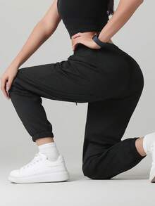 2pcs Women's Casual Sports Hoodie Set, Ladies' Fashion Sportswear Set, Solid Color Knit Activewear With Adjustable Drawstring, Comfortable For All Seasons, Essential For Back To School