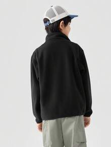 Balabala Unisex Young Girl Anti-Static Fleece Jacket, Parent-Child Outerwear For Spring & Autumn - Black - View 4