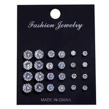 12 Pairs Hypoallergenic Stainless Steel Cubic Zirconia Stud Earrings, French Retro Minimalist Earrings, Friend Anniversary Thoughtful Gift