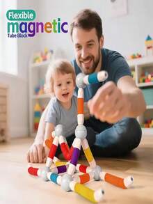 Brinquedos STEM Tubo Magnético Blocos de Construção Magnéticos Flexíveis Blocos de Tubo Magnético Grudento Jogo Cerebral Brinquedo de Construção Magnético Conjunto Quebra-cabeça Blocos de Construção para Meninos e Meninas Presentes de Aniversário e Natal Brinquedos Educativos de Faz de Conta STEAM