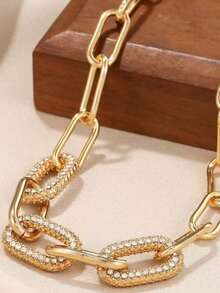 1件装时尚简约双层四叶草吊坠手链，18K镀金不锈钢材质，不易褪色，可叠戴，ins风夏季派对及开斋节情人节礼物 - 金黃色 - 查看 8