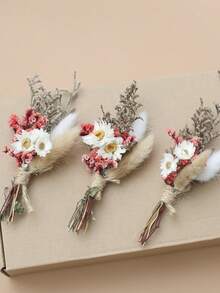 12 Pcs Boho Dried Flower Bouquet Mini Wedding Handmade Dry Flowers Decor For Vase Crafts DIY Photo Boutonniere For Men Floral Plant For Bridesmaid Gift Birthday Decor And Autumn Decor Items