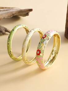 2件/3件景泰蓝珐琅粗手链，新款时尚复古滴油镂空女式手链，适合女性日常佩戴，是送给女性和年轻女孩的精美珠宝礼物 - 彩色 - 查看 13