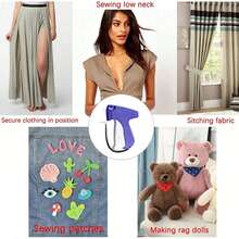 Stitch Gun For Gun Stitchy Clothes, Tagging Gun For Clothing, Handheld Tag Gun Quick Stitch Sewing Gun, Portable Quick Clothing Fixer Hemming Tool Includes 6 Needles And 1000 Black White Fasteners Mini Speedy Sticky Sewing Hemming Tool