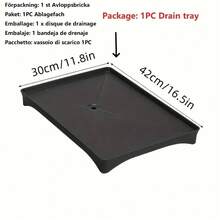 1pc Black Plastic Dish Drying Rack Tray, Approx. 40x30cm, Multifunctional Kitchen Sink Organizer Tray, Dish Drainer Rack Holder, Cutlery & Utensil Storage Tray - Black - View 3