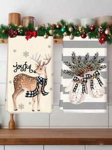 1pc/2pcs/6pcs Ultra-Soft Microfiber Christmas Hand Towels, Christmas Tree & Snowman Pattern Design Dish Cloths, Kitchen Towels, Christmas Decor, Suitable For Christmas Kitchen & Bathroom Decor, Indoor Decoration, Kitchen Cleaning Rags, Advent Gift, Christmas Surprise