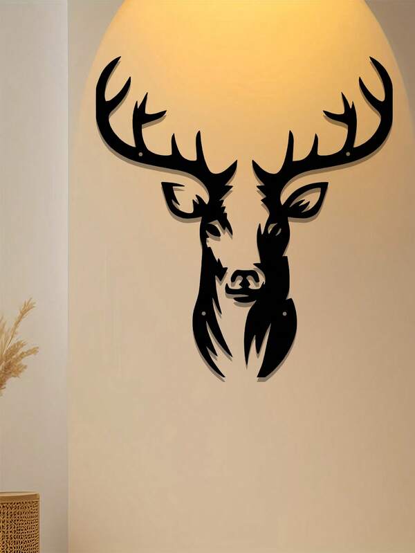 1pc Rustic Style Metal Deer Head Wall Art – Black Metal Deer Silhouette, Wall Decoration For Indoor And Outdoor Use, Creative Christmas Decoration, Holiday Decoration, Suitable For Office, Home Living Room, Bedroom, Patio, Kitchen, Yard Wall Art Wall Decor Hanging Painting, Ideal Gift Home Decor Christmas Decorations Room Decor