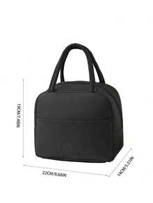 This 2-Piece Set Is A Customizable Back-To-School Gift Set, Including A Backpack (With White Fluffy Pom-Pom Decor) And A Tote Bag, As Well As An Insulated Lunch Box Bag And A Portable Aluminum Foil Cooler Bag, Printed With A Cute Cartoon Zipper Bear Pattern. - Black - View 8