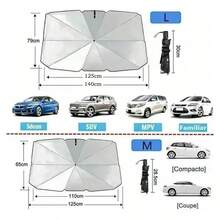 Protector parabrisa cubre sol coche parasoles auto sombrilla, accesorio para protección solar, mejora confort dentro del vehículo, instalación fácil, resistente al calor, tamaño universal adaptable - Negro - Ver 4
