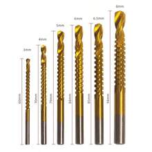 6Pcs HSS Hexagon Shank Twist Drill Bits Serrated Grooving Cutting Tap Spiral Saw Wood Metal Plastic Hole Saw Titanium Drill