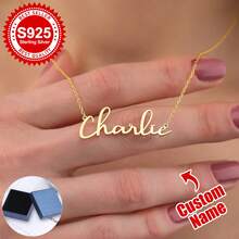 1pc S925 Sterling Silver Custom Name Necklace - Personalized Jewelry With Cursive/Script Fonts - Ideal Gift For Girlfriends, Besties & Self - Perfect For Birthdays, Anniversaries & Daily Chic Outfits
