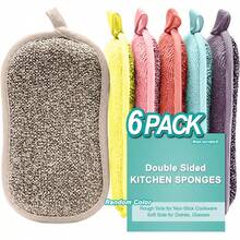 6pcs Grey Multi-Function Double-Sided Sponge Scrub