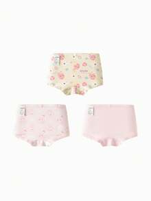 Balabala Girls Cotton Underwear 3 Packs Boxer Briefs Anti-Bacterial