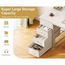 48 Inch Computer Desk With 8 Fabric Drawers, Modern Office Desk With Large Storage Space, Suitable For Home Office, Study, Gaming, White - trắng - Xem 6