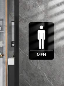 1pc Acrylic 3D Restroom Sign, Barrier-Free Washroom Text Directional Signage, Men/Women Bathroom Indicator Plaque