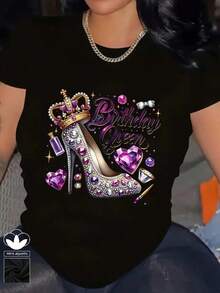 Camiseta Casual Mujer - Algodón 100% Suave, Estampado Moderno, Ideal para Todo Momento  Liso    Casual    Ninguno    Diario - Negro - Ver 1
