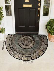 1pc Semi-Circle Faux Wood Grain Doormat, Durable Non-Slip Bottom, Doormat, Small Rug, Welcome Mat, Carpet, Floor Mat, Outdoor Doormat, Kitchen Rug, Home Decor, Front Door Mat, Area Small Rug, Outdoor Mat, Home Decor