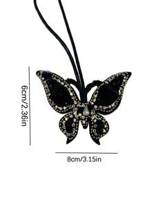 1pc Handmade Beaded Butterfly Bag Charm, Elegant Minimalist Accessory - Black - View 4
