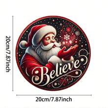 2D Flat - 2D Plane, 1pc, Santa Believes Vintage Holiday Party Round Sign, Room Decoration, Home Decoration, Holiday Party Decoration, Men'S Cave Decoration, Dream Decoration, Wall Decoration, Garden Decoration, Courtyard Decoration, Bar Decoration 7.8X7.8