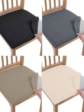 1/4pcs Chair Seat Cushion Covers, Thick Stretch Dust-Proof Waterproof All Season Universal, Suitable For Dining Room, Living Room, Bedroom Chair Seat Protector