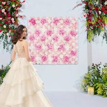 YUNRUX Artificial Flower Wall Panels, Flower Wall Mat Silk Rose Flower Panels, Artificial Flower Wall Backdrop